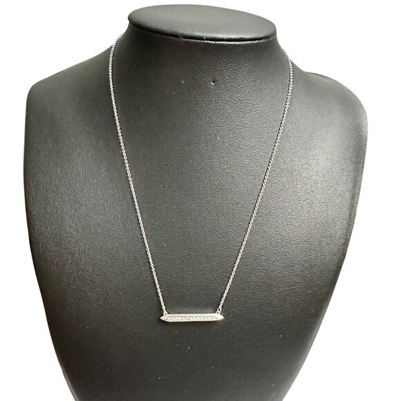 Stella & Dot Silver Tone Mini Rebel Pave Bar Necklace Dainty Delicate Adjustable - Picture 1 of 8